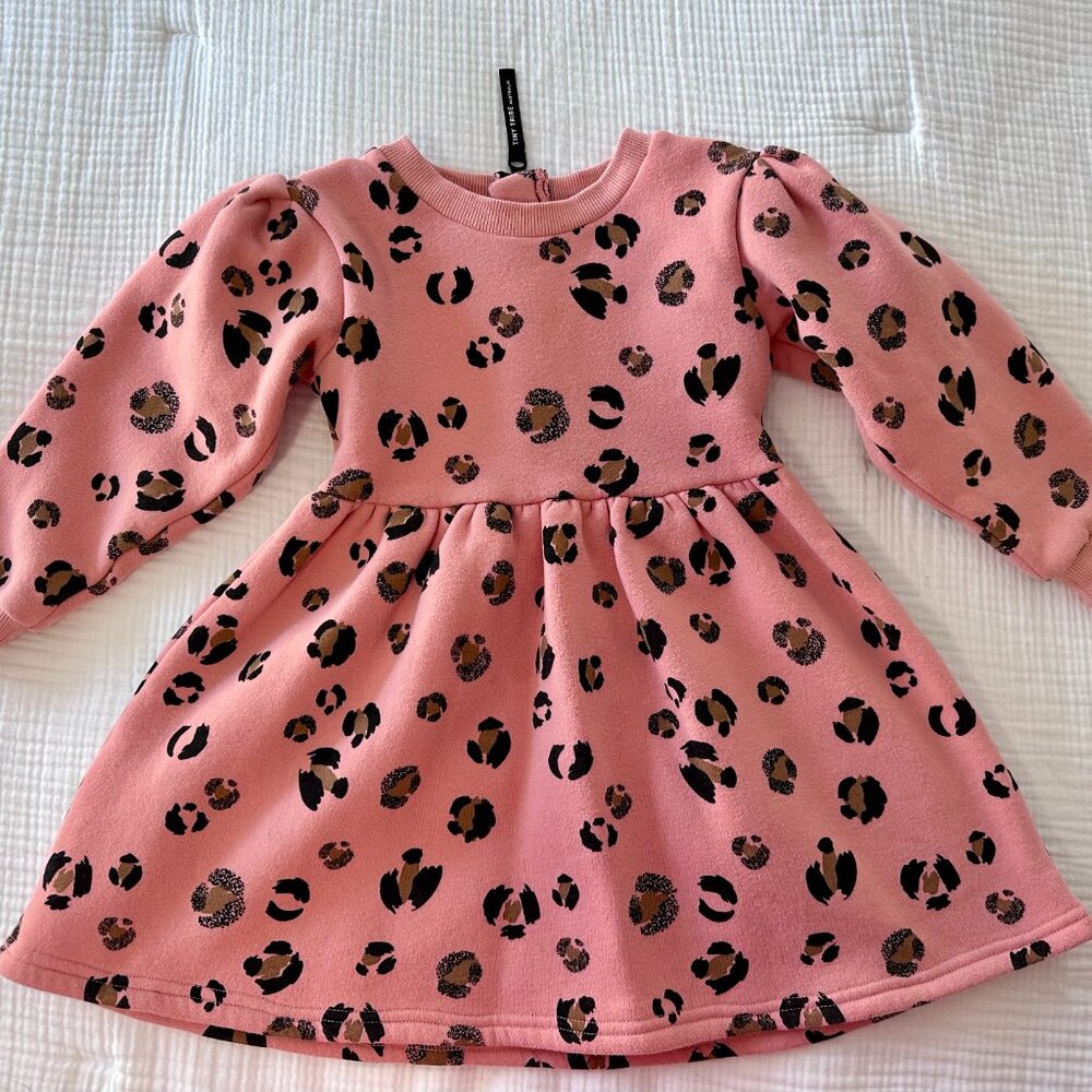 Puff Sleeve Leopard Dress - Tiny Tribe Girls Size 4T